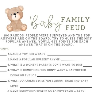 Wir können Babyparty Thema einzigartige Familie Feud Spiel Bär tragen warten