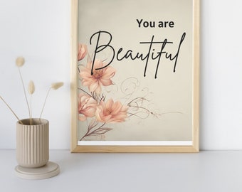 You are enough poster, printable art, modern self love, digital wall art, self love gift, positive affirmations, BOHO, unique digital art