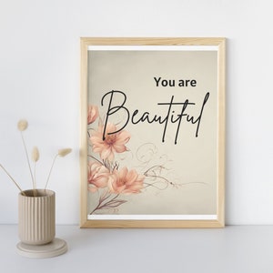 You are enough poster, printable art, modern self love, digital wall art, self love gift, positive affirmations, BOHO, unique digital art