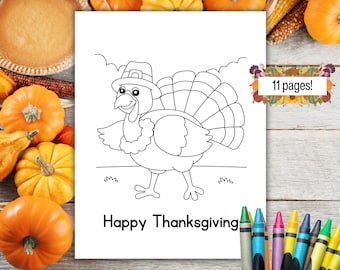 Thanksgiving Kids Coloring Pages: Turkey Activity (Digital Download)