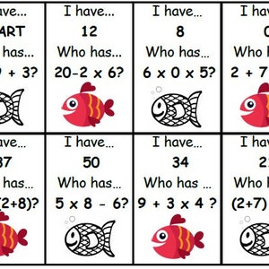 Order of Operations game I have Who has home school math, math games, home school math, 3rd grade math, 4th grade math games,