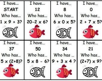 Juego de orden de operaciones que tengo Quién tiene matemáticas de escuela en casa, juegos de matemáticas, matemáticas de escuela en casa, matemáticas de tercer grado, juegos de matemáticas de cuarto grado,