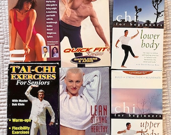 LOT OF 6 VHS Tapes - T'ai Chi, Susan Powter, Gilad - Retro 80s/90s fitness tapes