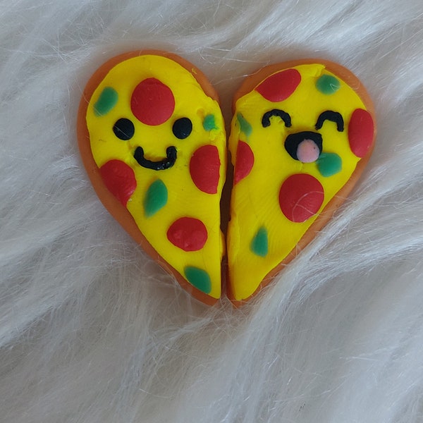 Heart shaped pizza earrings/BFF Heart Pizza necklace set