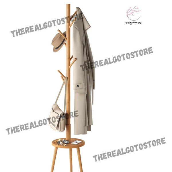 8 Hooks Wooden Coat Rack With Shelf | Standing Coat Rack | Entryway Coat Rack |  Entryway Coat Hooks | Hat Rack | Garments Rack | Towel Rack