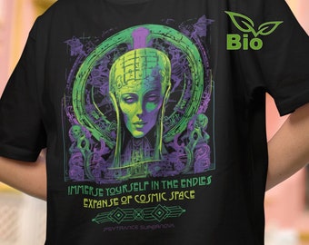 Organiczna koszulka oversize Psytrance - strój festiwalowy, top imprezowy, rave, trance, goa, organiczny - przestrzeń kosmicznej przestrzeni | Supernowa psychotrance