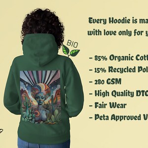 Trippy Psychedelic Rave Hoodie (Bio Organic / Unisex / XS-5XL) - Hippie Clothes for women and men, vegan gift - ARISANA - Desert Illusion