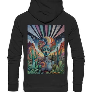Trippy Psychedelic Rave Hoodie (Bio Organic / Unisex / XS-5XL) - Hippie Clothes for women and men, vegan gift - ARISANA - Desert Illusion
