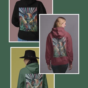 Trippy Psychedelic Rave Hoodie (Bio Organic / Unisex / XS-5XL) - Hippie Clothes for women and men, vegan gift - ARISANA - Desert Illusion