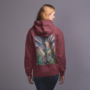 Trippy Psychedelic Rave Hoodie (Bio Organic / Unisex / XS-5XL) - Hippie Clothes for women and men, vegan gift - ARISANA - Desert Illusion