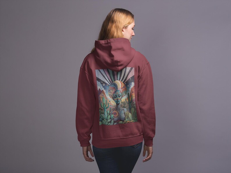 Trippy Psychedelic Rave Hoodie (Bio Organic / Unisex / XS-5XL) - Hippie Clothes for women and men, vegan gift - ARISANA - Desert Illusion
