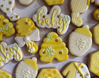 Honey and bees sugar cookies/ what will baby bee themed (babyshower)