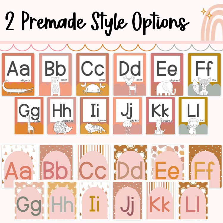 Primary Alphabet Posters, Boho Rainbow, Decor Bundle, Calm Classroom ...