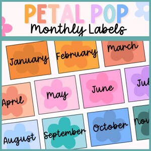 month labels, pastel classroom, floral classroom, bright classroom, premade labels, classroom labels, classroom decor, back to school