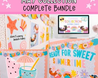 Summer Classroom Decor Bundle, May Bulletin Board, Summer Posters, Summer Classroom Slides, Summer Newsletters, End of Year Classroom Decor
