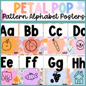 alphabet posters, pastel classroom, floral classroom, bright classroom, abc posters, primary classroom decor, classroom alphabet display