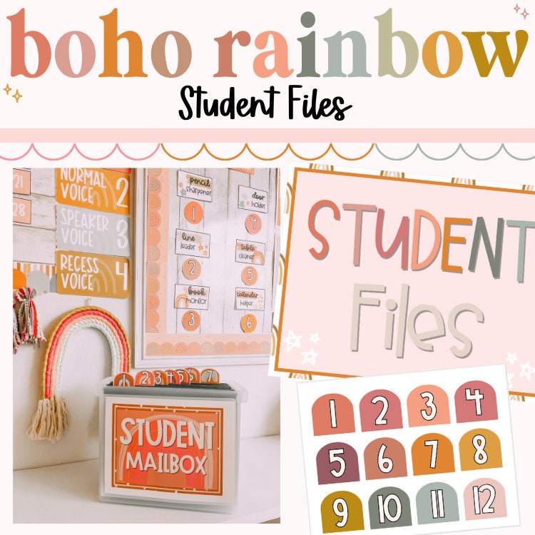 Dateisystem, Studentendateien, Klassenzimmer Dateien, Studentenpostfach, Boho Regenbogen, Klassenzimmer Organisation, Klassenzimmer Dekor, Klassenzimmer Organisation