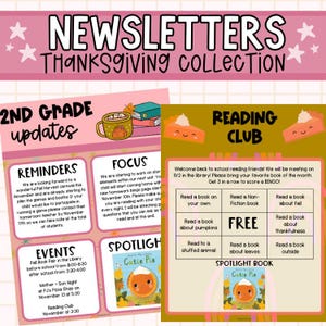 Thanksgiving Newsletters, Newsletter Template, Class Newsletter, Editable Template, Monthly Newsletter, School Newsletter, Newsletter