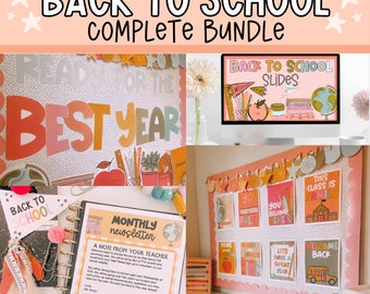 Back to School Classroom Decor Bundle, Bulletin Board, Posters, Classroom Slides, Newsletters, Templates, Editable, Trendy Classroom Decor