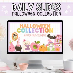 ハロウィーンスライド、教室スライド、毎日のスライド、教室の整理、教室管理、編集可能なスライドテンプレート