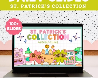 Spring Classroom Slides, Daily Slides, Editable Slide Template, Classroom Organization, Classroom Slide Templates, St. Patricks Day Slides