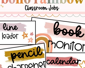 Classroom Jobs, Class Jobs, Boho Rainbow, Decor Bundle, Calm Classroom Decor, Classroom Organization, Classroom Decor, Elementary Classroom