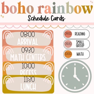 Schedule Cards, Class Schedule, Editable Labels, Boho Rainbow, Classroom Organization, Classroom Decor, Classroom Management, Back to School