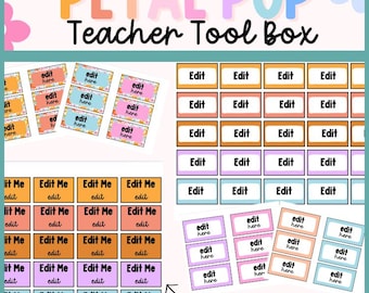 teacher toolbox, pastel classroom, floral classroom, editable labels, petal pop, classroom management, classroom organization