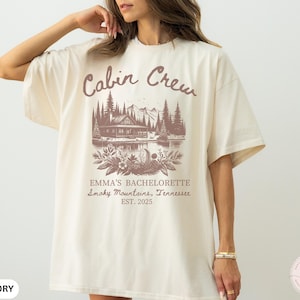 Personalized Camp Bachelorette Shirt, Custom Retro Cabin Crew Tee, Hiking Bridal Party T-Shirt, Lake Trip Merch, Comfort Colors Bride TShirt