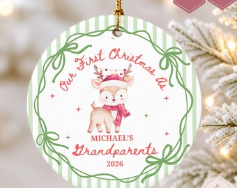 Grandparents Ornament, Personalized First Christmas As Grandparents Ornament, Custom Baby Announcement Keepsake,Grandparent Christmas Bauble