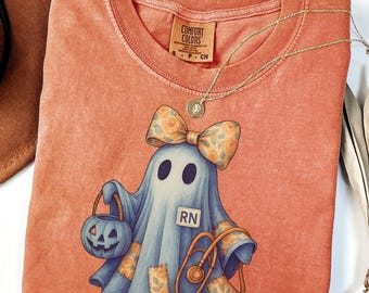 Comfort Colors Halloween Nurse Shirt, Cute Ghost Nurse Tee, Funny Nurse Halloween Shirt, Nurse Boo Shirt, Spooky RN, Spooky Season Nurse Tee