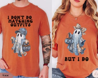 Matching Couples Halloween Shirt, Funny Couples Halloween Shirt, Matching Ghost Tee, Skeleton Couple Shirt, Spooky Mom Dad Party T-Shirt