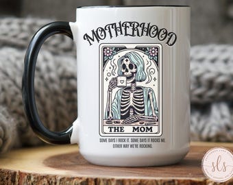 Funny Skeleton Coffee Mug Gift For Mom, Funny Coffee Mug For Mom, Skeleton Mom Mug, Mom Tarot Card, Busy Mom, Overstimulated Mom, Tired Moms