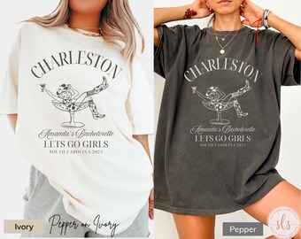 Charleston Bachelorette Shirt, Comfort Colors Tee, Custom Bridal Party Shirts, Personalized Bach Party, Girls Weekend, Charleston Girls Trip