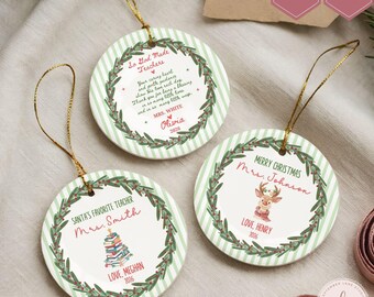Personalized Teacher Christmas Ornament, Teacher Christmas Gift, Teacher Appreciation Gift,Custom Teacher  Thank You Keepsake,Teacher Bauble