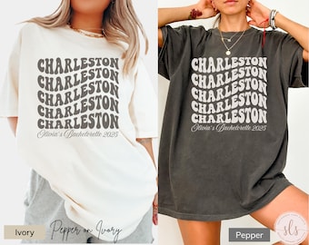 Charleston Bachelorette Shirt, Comfort Colors Tee, Custom Bridal Party Shirts, Personalized Bach Party, Girls Weekend, Charleston Girls Trip