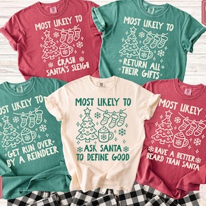 Most Likely To Christmas Shirts, Family Christmas Pajamas, Matching Holiday Pajamas for Family, Christmas PJs, Couple Pajamas,Comfort Colors
