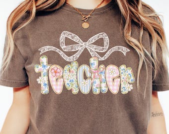 Comfort Colors Floral Teacher Shirt, Trendy Teacher Tees, Summer Teacher T Shirt, Cute Teacher Tee, Teacher Appreciation Gift,Back To School