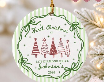 New Home Christmas Ornament Personalized,  New House Gift, First Home Keepsake, Custom Address Ornament, Housewarming Gift, Closing Gift