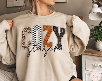 Cozy Season Sweatshirt, Retro Fall Sweatshirt, Get Cozy Sweatshirt, Womens Fall Sweaters, Fall Graphic Tee, Women Fall Shirt,Sweater Weather