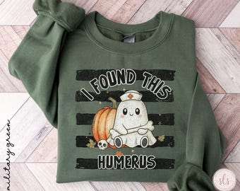 Nurse Halloween Sweatshirt,Comfort Colors® Halloween Nurse Shirt, I Found This Humerus Tee, Nurse Fall Tshirt, Nurse Spooky Shirt, RN Spooky