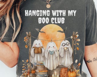 Halloween Reading Shirt, Halloween Book Shirt, Spooky Librarian Ghost Halloween, Halloween Teacher TShirt, Spooky Book Lover,Bookclub Shirts