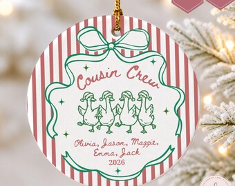 Personalized Cousin Crew Christmas Ornament, Custom Cousin Group Gift Ornament, Cousin Christmas Keepsake, Cousin Reunion Christmas Gift