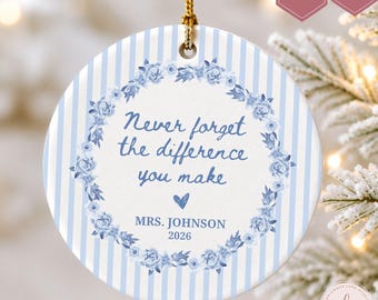 Personalized Teacher Ornament, Thank You Teacher Gift, Teacher Appreciation Gift, Teacher Christmas Gift, Custom Teacher Keepsake,Teach Gift