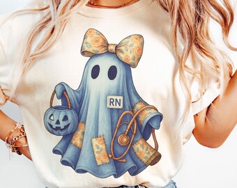 Comfort Colors Halloween Nurse Shirt, Cute Ghost Nurse Tee, Funny Nurse Halloween Shirt, Nurse Boo Shirt, Spooky RN, Spooky Season Nurse Tee
