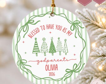 Personalized Godparents Ornament, Godparents Christmas Ornament, Godparent Thank You Gift, Godparent Keepsake, Godparents Blessing Bauble