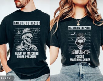 Matching Couples Halloween Shirt, Funny Couples Halloween Shirt, Skeleton Couple Shirt, Spooky Mom Dad Party T-Shirt, Matching Ghost Tee
