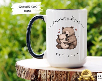 Personalized Mama Bear Mug with EST Date Mothers Day Gift, New Mom Gift Mug, Sentimental Gift For Mom, Baby Shower Gift, Mom To Be Gift