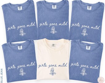 Camisetas para despedida de soltera de Girls Gone Mild, Camiseta Spa Bachelorette Comforts Colors, Regalos para despedidas de soltera de Girls Gone Mild, Camisetas divertidas de pijama para la fiesta nupcial