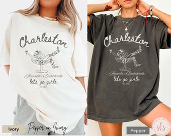 Charleston Bachelorette Shirt, Comfort Colors Tee, Custom Bridal Party Shirts, Personalized Bach Party, Girls Weekend, Charleston Girls Trip